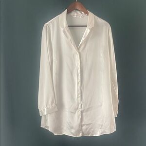 Victoria's Secret Ivory Satin Blouse with Pink Heart Detail